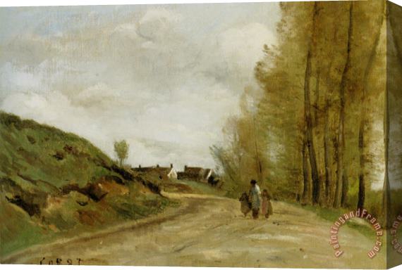 Jean Baptiste Camille Corot La Route De Gouvieux Stretched Canvas Painting / Canvas Art