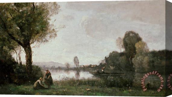Jean Baptiste Camille Corot La Seine a Chatou Stretched Canvas Print / Canvas Art