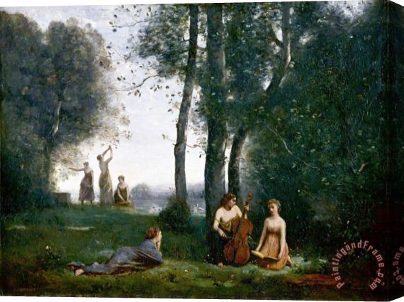 Jean Baptiste Camille Corot Le Concert Champetre Stretched Canvas Painting / Canvas Art