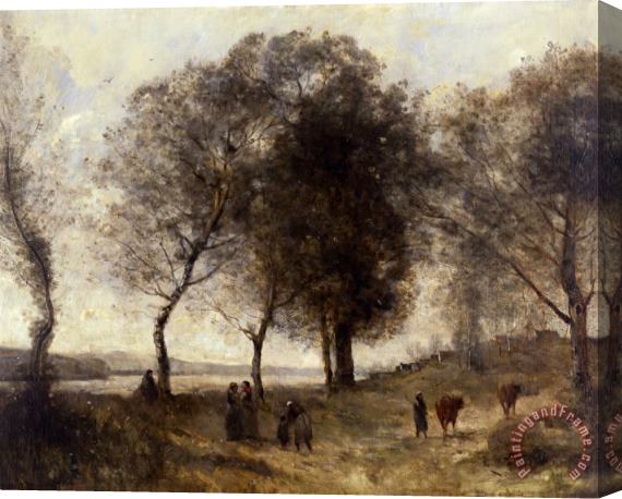Jean Baptiste Camille Corot Le Lac (or Le Chemin Des Vaches) Stretched Canvas Painting / Canvas Art