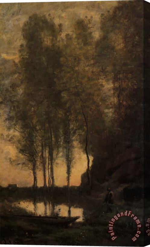Jean Baptiste Camille Corot Le Passeur Attachant Sa Barque Stretched Canvas Painting / Canvas Art