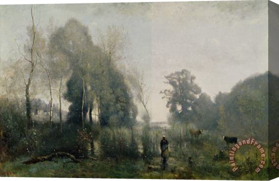 Jean Baptiste Camille Corot Morning at Ville dAvray Stretched Canvas Painting / Canvas Art