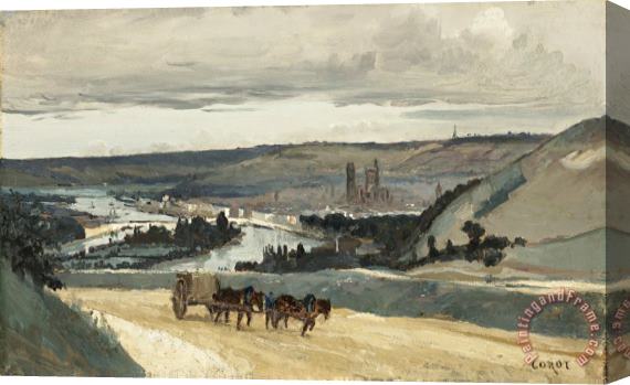 Jean Baptiste Camille Corot Panoramic View of Rouen Stretched Canvas Painting / Canvas Art