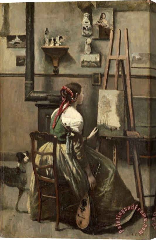 Jean Baptiste Camille Corot The Artist's Studio Stretched Canvas Print / Canvas Art