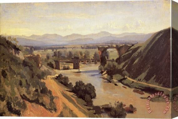 Jean Baptiste Camille Corot The Augustan Bridge at Narni Stretched Canvas Print / Canvas Art