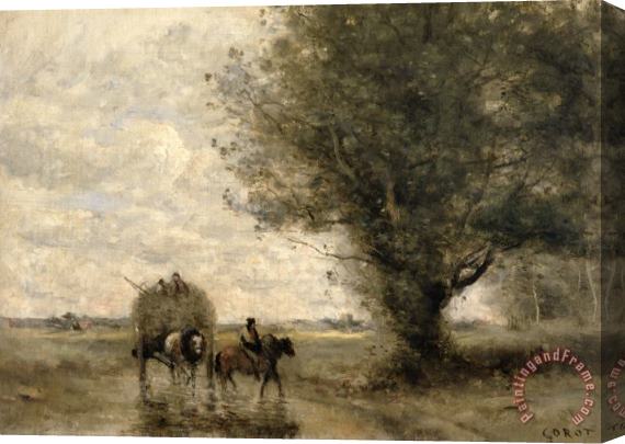 Jean Baptiste Camille Corot The Haycart Stretched Canvas Print / Canvas Art