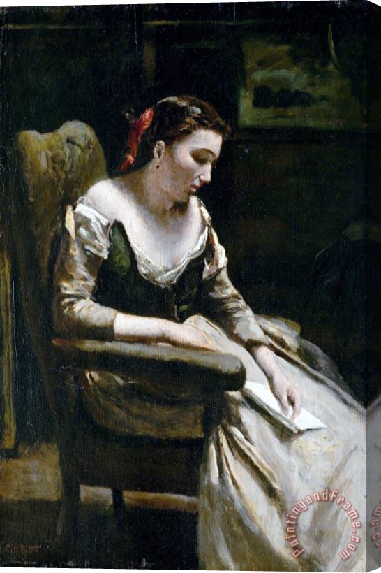 Jean Baptiste Camille Corot The Letter Stretched Canvas Print / Canvas Art