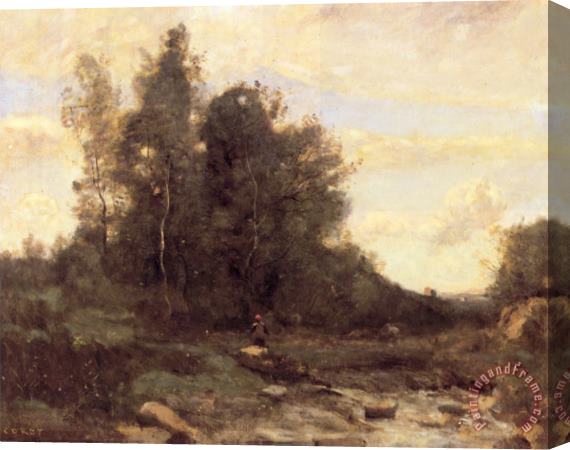 Jean Baptiste Camille Corot The Pierreaux Torrent (twilight) Stretched Canvas Painting / Canvas Art