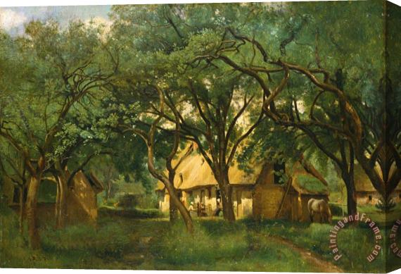 Jean Baptiste Camille Corot The Toutain Farm at Honfleur Stretched Canvas Painting / Canvas Art