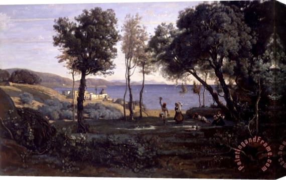 Jean Baptiste Camille Corot View Near Naples Stretched Canvas Print / Canvas Art