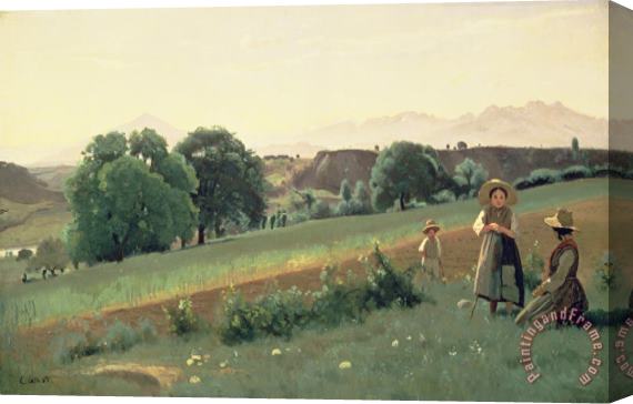 Jean Baptiste Corot Landscape at Mornex Stretched Canvas Print / Canvas Art