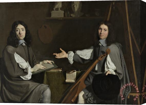Jean Baptiste de Champaigne and Nicolas de Plattemontagne Double Portrait of Both Artists Stretched Canvas Painting / Canvas Art