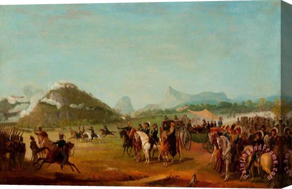 Jean Baptiste Debret Review of The Troops Headed for Montevideo, at Praia Grande Stretched Canvas Painting / Canvas Art
