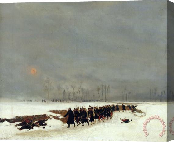 Jean Baptiste Edouard Detaille The War of 1870 An Infantry Column on their Way to a Raid Stretched Canvas Print / Canvas Art
