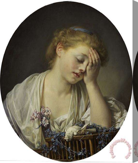 Jean-Baptiste Greuze  A Girl with a Dead Canary Stretched Canvas Print / Canvas Art