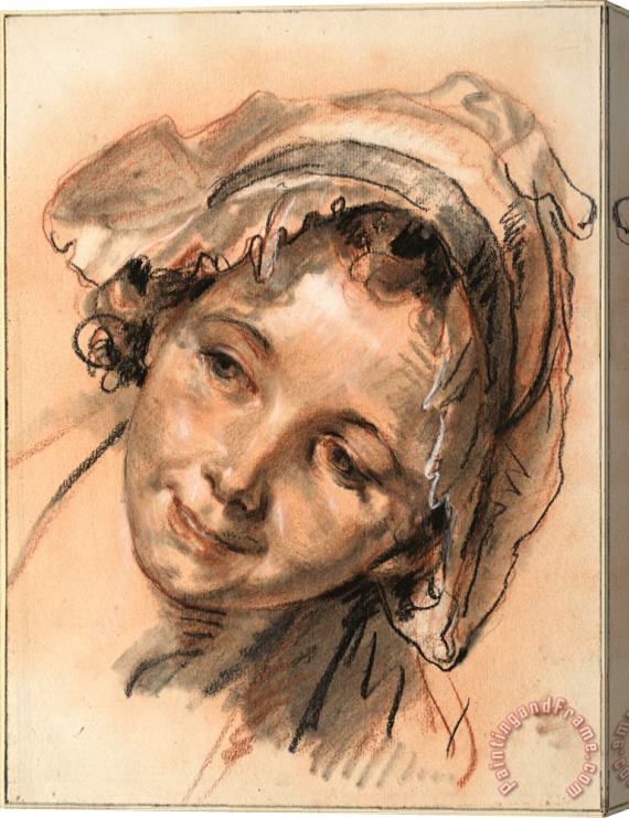 Jean-Baptiste Greuze  Head of Smiling Girl, C. 1765 Stretched Canvas Painting / Canvas Art
