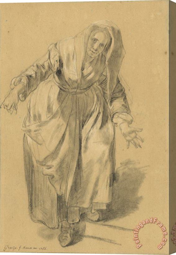 Jean-Baptiste Greuze  Old Woman with Arms Outstretched (study for The Neapolitan Gesture) Stretched Canvas Painting / Canvas Art