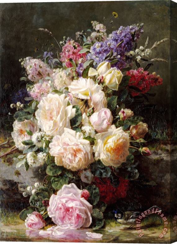 Jean Baptiste Robie Still Life with Roses Stretched Canvas Print / Canvas Art