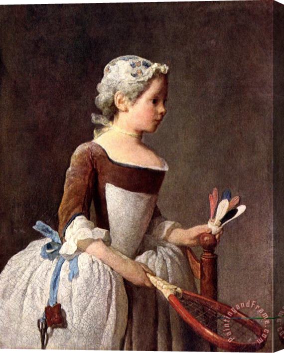 Jean-Baptiste Simeon Chardin Girl with a Featherball Racket Stretched Canvas Painting / Canvas Art