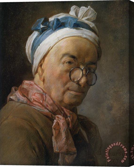 Jean-Baptiste Simeon Chardin Selfportrait with Glasses Stretched Canvas Painting / Canvas Art