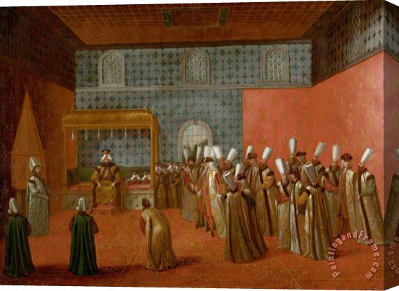 Jean Baptiste Vanmour Ambassador Cornelis Calkoen at His Audience with Sultan Ahmed III Stretched Canvas Painting / Canvas Art
