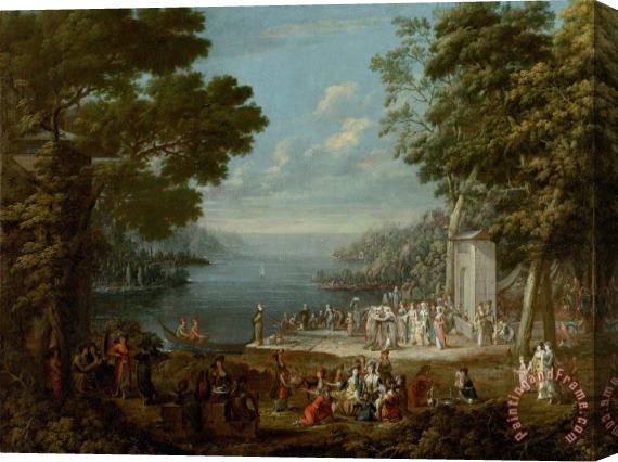 Jean Baptiste Vanmour Ladies' Outing at Hunkar Iskelesi Along The Bosporus Stretched Canvas Painting / Canvas Art