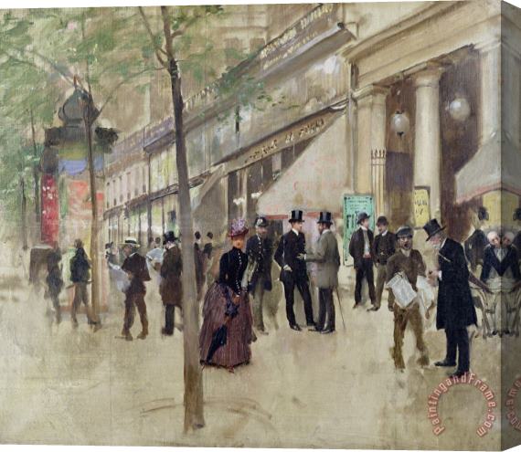 Jean Beraud The Boulevard Montmartre and the Theatre des Varietes Stretched Canvas Print / Canvas Art