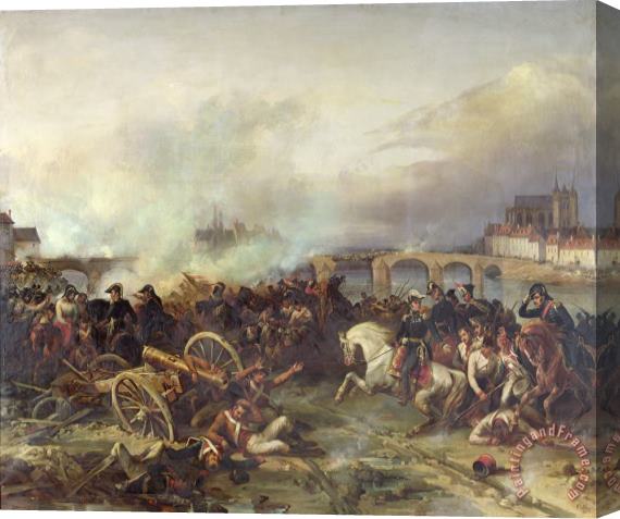 Jean Charles Langlois Battle of Montereau Stretched Canvas Print / Canvas Art