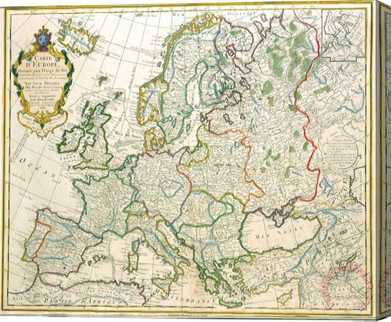 Jean-Claude Dezauche Map of Europe Stretched Canvas Print / Canvas Art