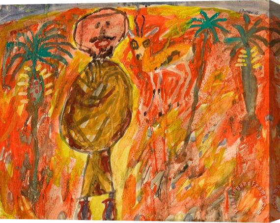 Jean Dubuffet Arabe, Gazelle Et Trois Palmier, 1948 Stretched Canvas Print / Canvas Art