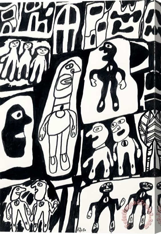 Jean Dubuffet Site Avec 12 Personnages Stretched Canvas Print / Canvas Art