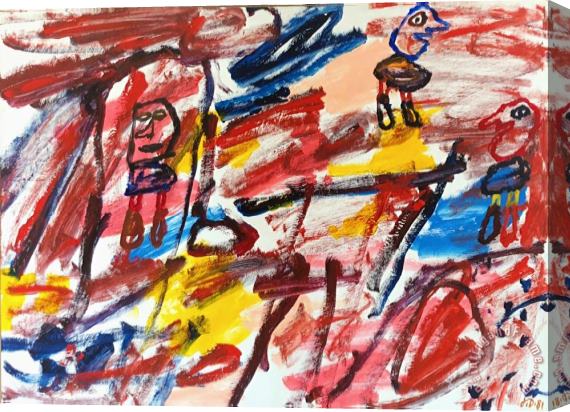 Jean Dubuffet Site Avec 3 Personnages Ii, 1981 Stretched Canvas Painting / Canvas Art