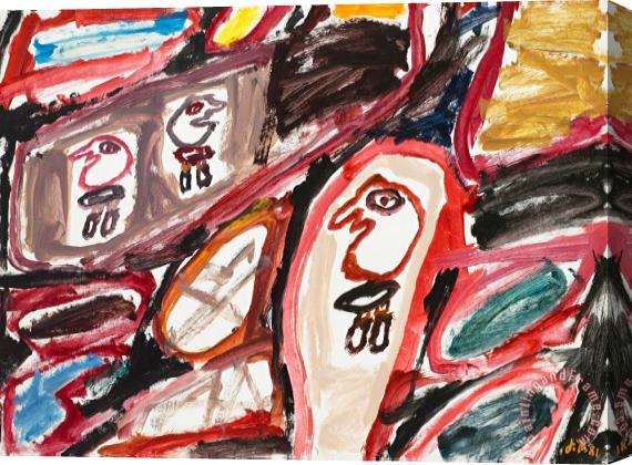 Jean Dubuffet Site Avec 3 Personnages Iii, 1981 Stretched Canvas Painting / Canvas Art