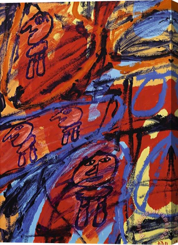 Jean Dubuffet Site Avec 4 Personnages, 1981 Stretched Canvas Painting / Canvas Art