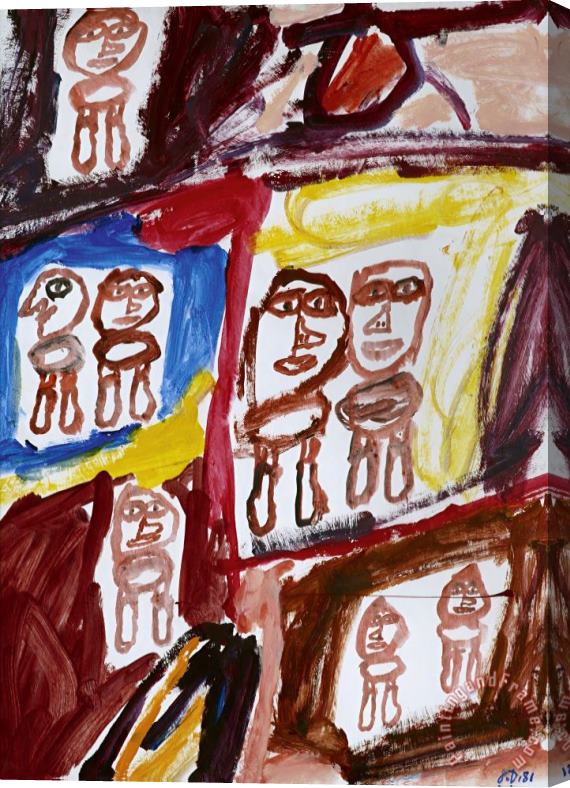 Jean Dubuffet Site Avec 8 Personnages, 1981 Stretched Canvas Print / Canvas Art
