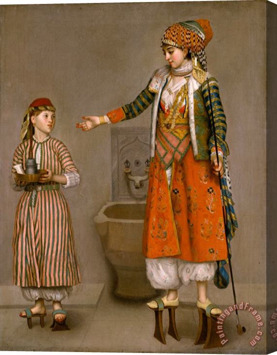 Jean-Etienne Liotard A Frankish Woman And Her Servant Stretched Canvas Painting / Canvas Art