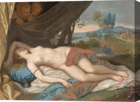 Jean-Etienne Liotard Slapende Nimf Bespied Door Saters, Naar Een Schilderij Gebaseerd Op Een Prent Naar Anthony Van Dyck Stretched Canvas Painting / Canvas Art