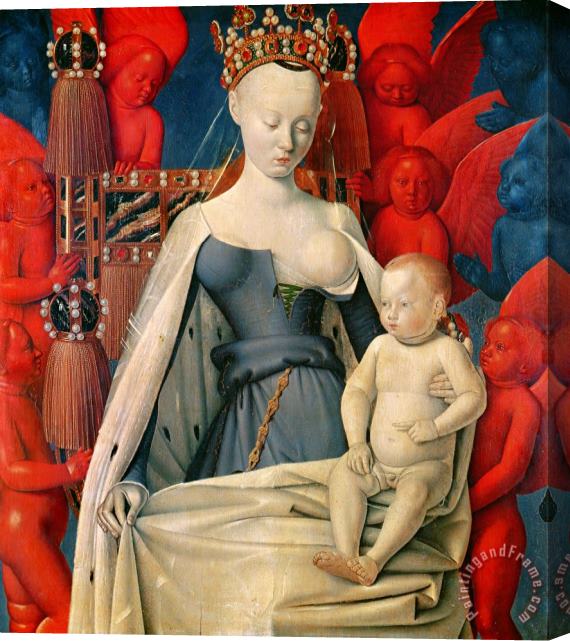 Jean Fouquet Virgin and Child Surrounded by Angels Stretched Canvas Print / Canvas Art