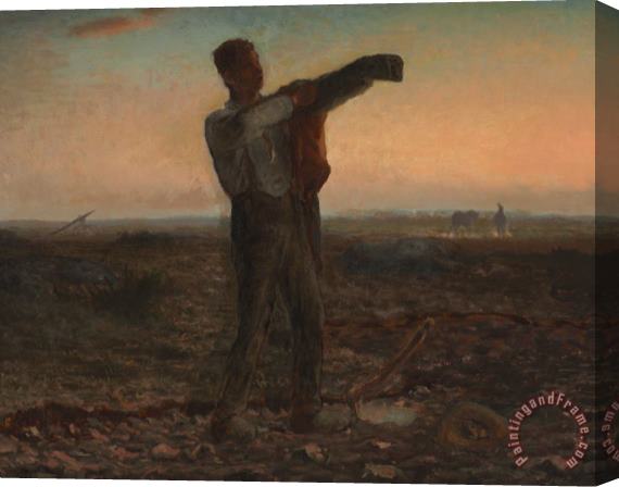 Jean-Francois Millet The End Of The Day Effect Of Evening Stretched Canvas Print / Canvas Art