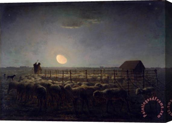 Jean-Francois Millet The Sheepfold, Moonlight Stretched Canvas Painting / Canvas Art