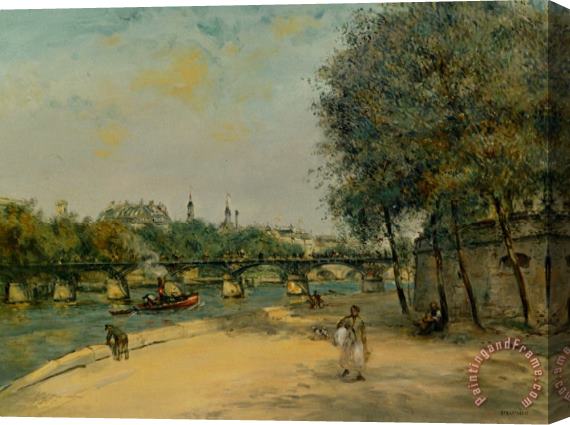 Jean Francois Raffaelli Institut De Framce Et Le Pont Des Arts Stretched Canvas Painting / Canvas Art