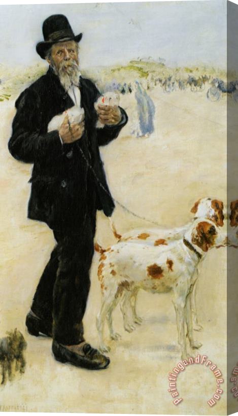 Jean Francois Raffaelli Man Walking Dogs Stretched Canvas Painting / Canvas Art