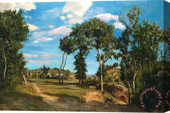 Jean Frederic Bazille Landscape By The Lez River Stretched Canvas Print / Canvas Art