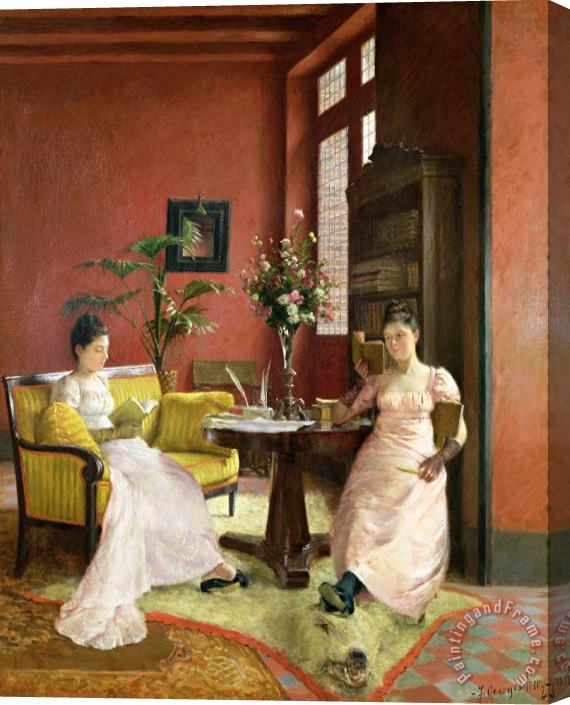 Jean Georges Ferry Two Women Reading in an Interior Stretched Canvas Painting / Canvas Art