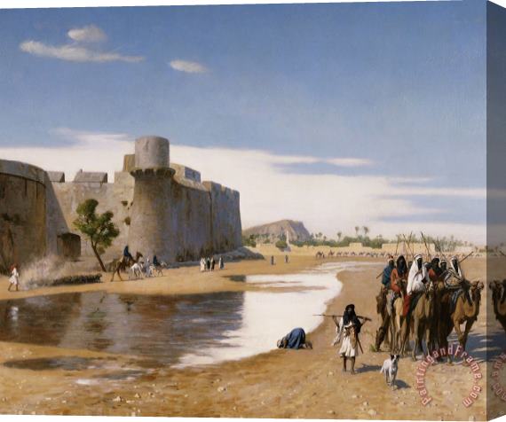 Jean Leon Gerome An Arab Caravan Outside A Fortified Town Stretched Canvas Painting / Canvas Art