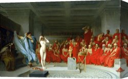 Phryne (4th Century B.c.) Canvas Prints - Phryne Before The Areopagus by Jean Leon Gerome