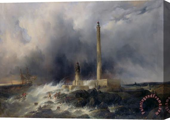 Jean Louis Petit View of the Lighthouse at Gatteville Stretched Canvas Print / Canvas Art
