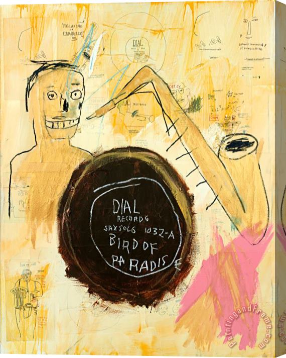Jean-michel Basquiat Bird of Paradise Stretched Canvas Painting / Canvas Art