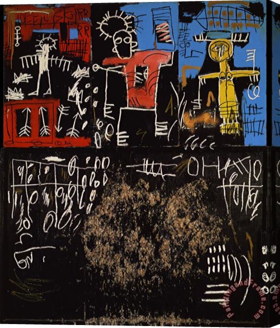 Jean-michel Basquiat Black Tar And Feathers Stretched Canvas Painting / Canvas Art