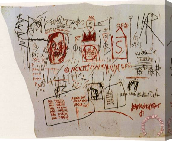 Jean-michel Basquiat Gringo Pilot Anola Gay Stretched Canvas Painting / Canvas Art